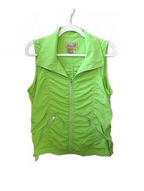 Peck & Peck Weekend Lime Green Ruched Sleeveless Vest Size M